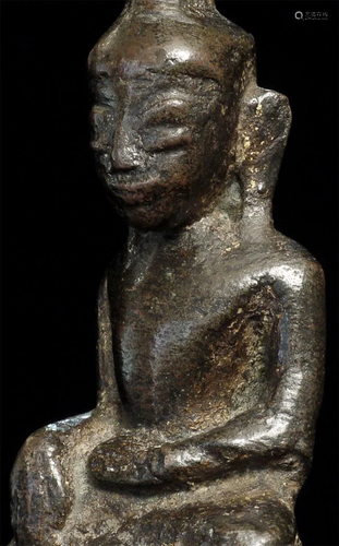 Delightful 17/18thC Burmese Mon Bronze Buddha.