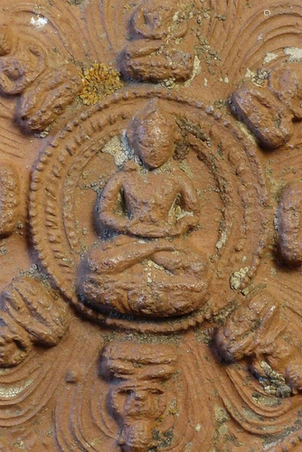 Very old Tibetan excavated terracotta Buddha mandala.