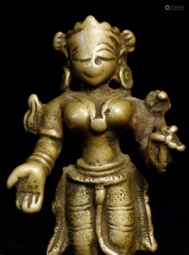 Antique Hindu bronze sculpture. Great smile.