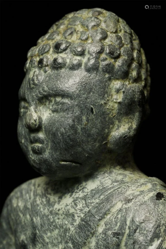 Mystery antique solid- cast Buddha made of a