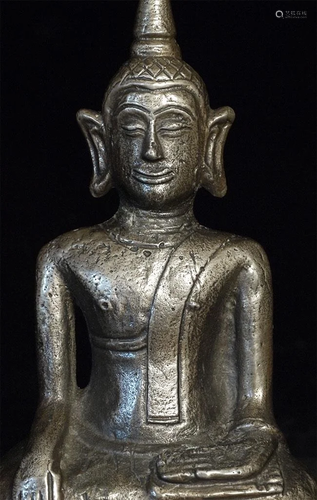 18th-19thC Laos bronze Buddha.