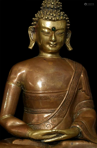 Mongolian Copper Repousse Buddha of Long Life