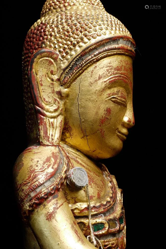 19thC Burmese Buddha with beautiful ornamentation.