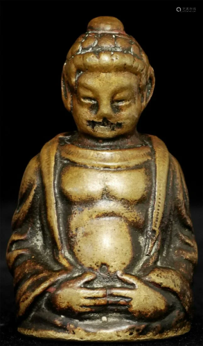 Fascinating antique solid-cast Buddha-like figure.