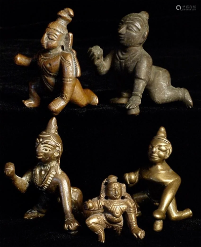 Group (gang?) of 5 antique baby Shiva.