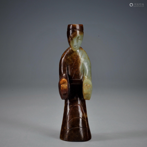 A Carved Jade Standing Figure