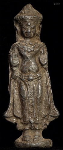 Cambodian alloy plaque or amulet Naga Buddha from an