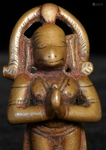 Exceptional Miniature Hanuman. Stands only 2 1/8 inches