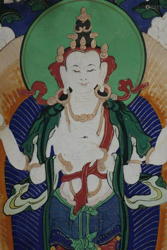 Lovely old Mongolian Thangka. Nicely painted, beautiful