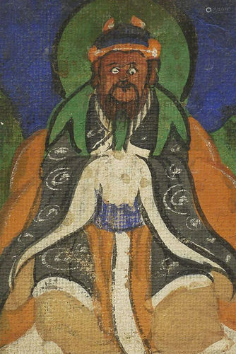 A small Mongolian Thangka. This thangka measures 2.25 x