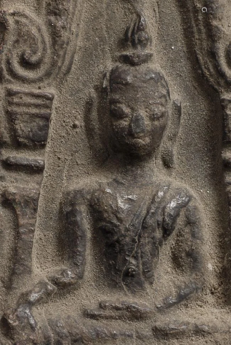 Antique Thai lead/bronze(?)amulet/plaque from a…
