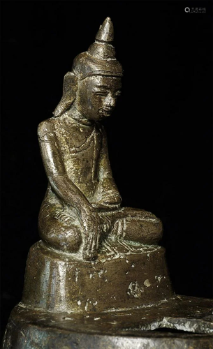 18/19thC Burmese Buddha on an unusual base. Sits 4.75