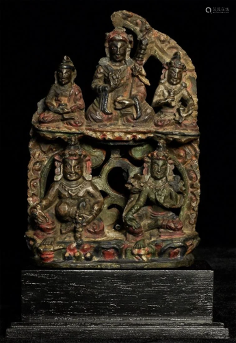 Early Tibetan Back Stone Pierced Carving in a very hard