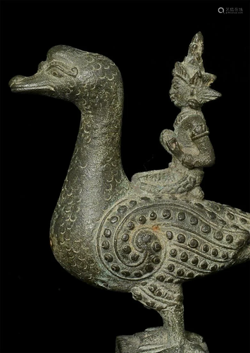 Rare Indonesian Majapahit Bodhisattva on bird.