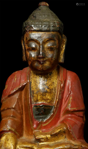 18thC Chinese wood Buddha-