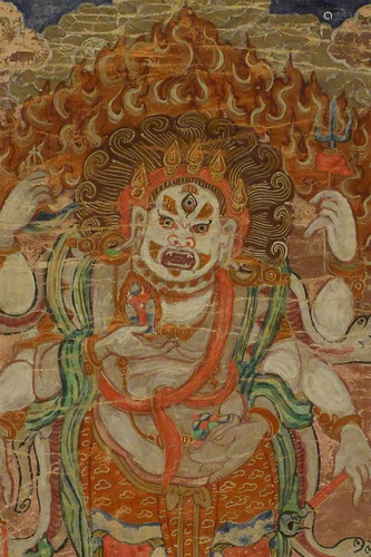 Antique Tibetan Thangka. From large American