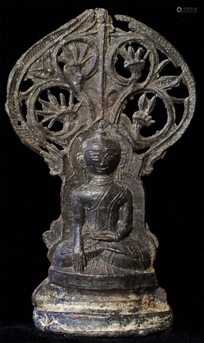 Very good 18/19thC Burmese lead alloy Buddha under