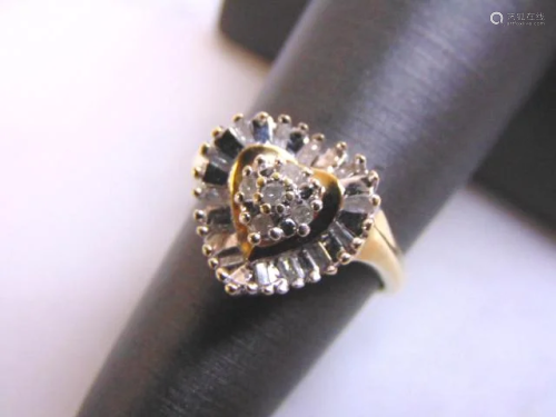 Womens Vintage Estate 10K Gold Diamond Heart Ring