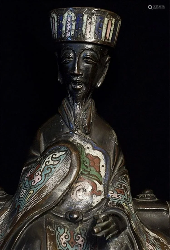 Seated CloisonnÃƒÂ© figure,19th Century China , Bronze,