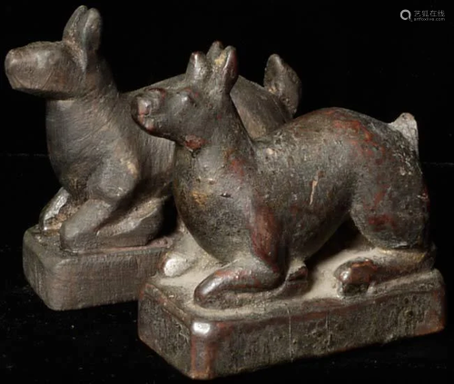 Antique Mongolian deer altar set.