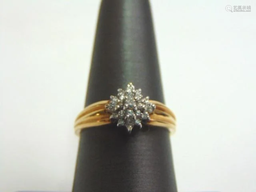 Women's Vintage 14K Yellow Gold Diamond Cluster Ring