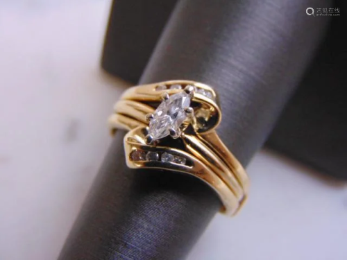 Womens 14K Gold Diamond Marquise Engagement Ring