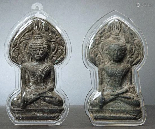 AMULETS ,18th Century Thailand ,Lead alloy, 3-1/2