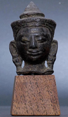 BUDDHA HEAD,14th Century Thailand, Bronze, 3 Inches