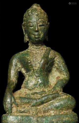 Rare 14/15thC true miniature Thai bronze Buddha.