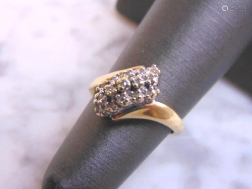 Women's Vintage 10K Yellow Gold Diamond Cluster Ring