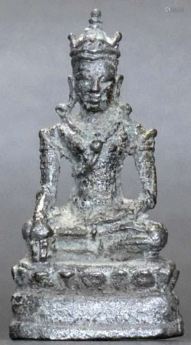18thC Thai bronze Buddha. Measures 1.5 inches tall.