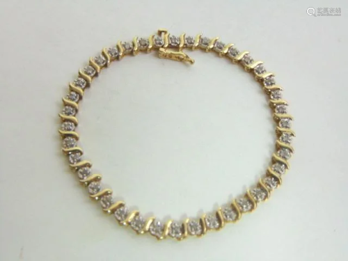 Womens Vintage 10k Gold Tennis Bracelet w/ Diamonds