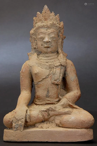 BUDDHA ,13th Century Thailand , Terra Cotta, 4-7/8