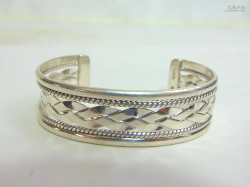Vintage Estate Sterling Silver Weaved Cuff Bracelet