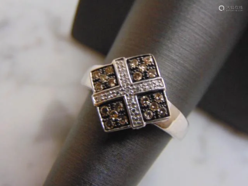 Womens Vintage 14K White Gold Chocolate Diamond Ring