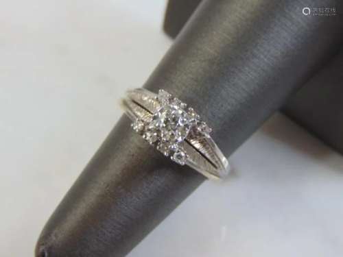 Womens 14K White Gold Diamond Engagement Ring Set