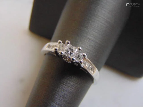 Womens Vintage 14K White Gold Diamond Anniversary Ring