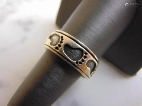 Vintage Sterling Silver Bare Foot Spinner Ring