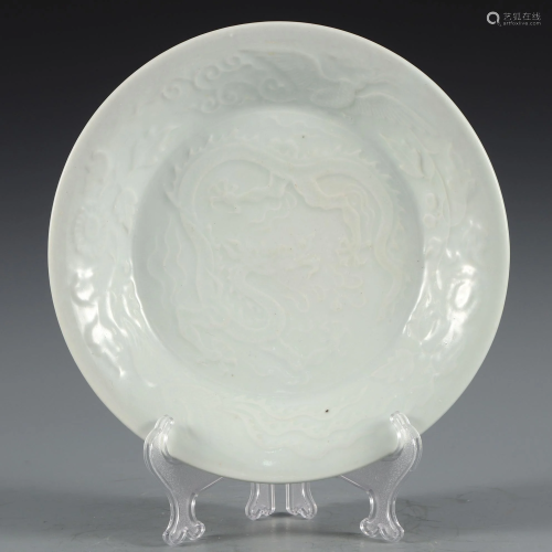 A Tianbai Glazed Dragon Plate Yuan Dynasty