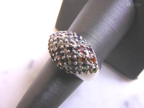 Womens Vintage Sterling Silver Ring w/ Multiple Stones