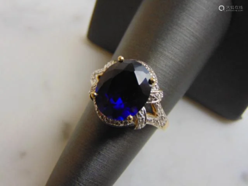 Women's Vintage Estate 10K Gold Sapphire & Diamond Ring