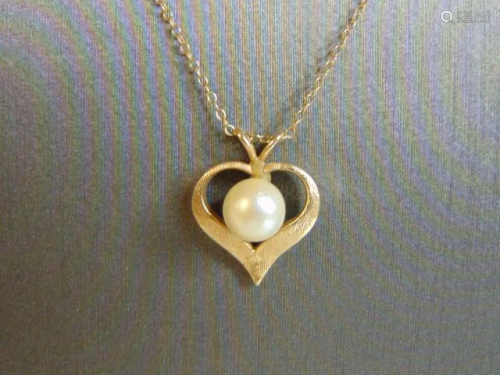 Vintage 14K Yellow Gold Necklace & Gold Heart Pendant