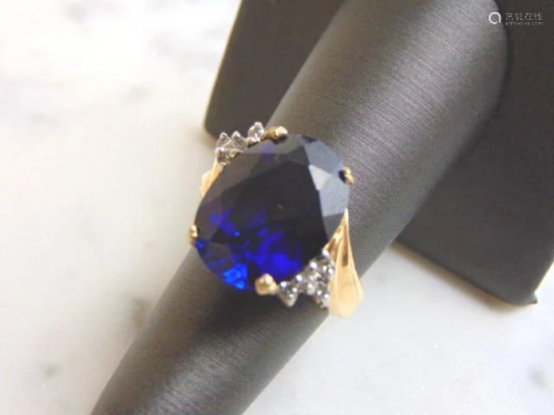 Women's Vintage Estate 14K Gold Sapphire & Diamond Ring