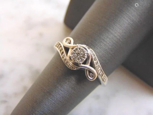Womens Vintage Estate 10K White Gold Ring Diamond Ring