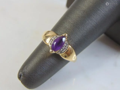 Womens Vintage Estate 14K Yellow Gold Ring w/ Amethyst