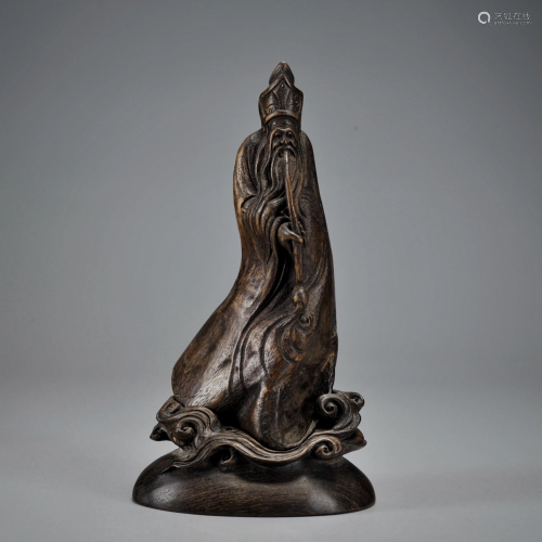 A Carved Chenxiang Standing Figure Qing Dynasty
