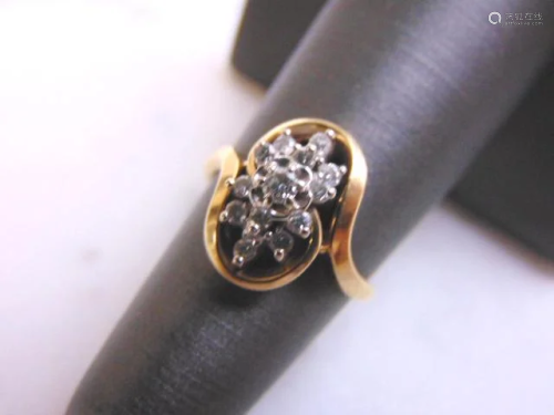 14K Yellow Gold Diamond Cluster Ring