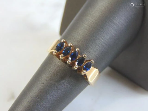 Womens Vintage Estate 10k Gold Ring w/ Blue Sapphire