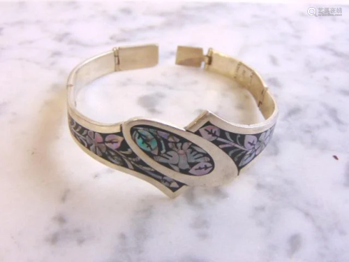 Womens Sterling Silver Bracelet w/ Abalone