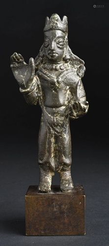 A bronze figure of Buddha Avalokitesvara crowned and